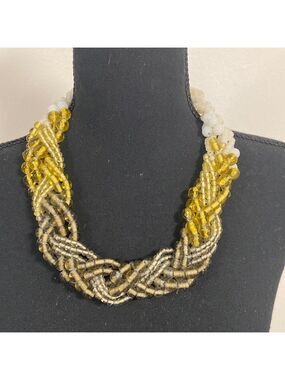 Ann Taylor Statement Necklace Olive smoke Glass Beads